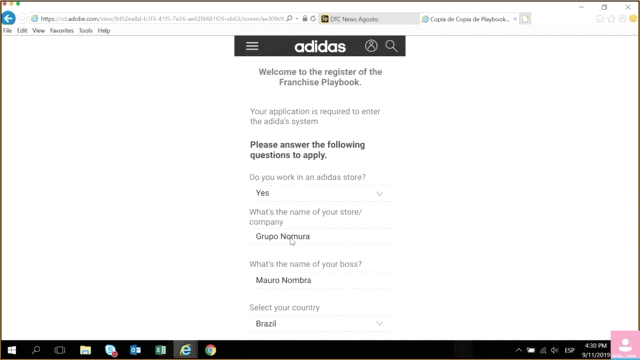 Usability test gif animated of the adidas app